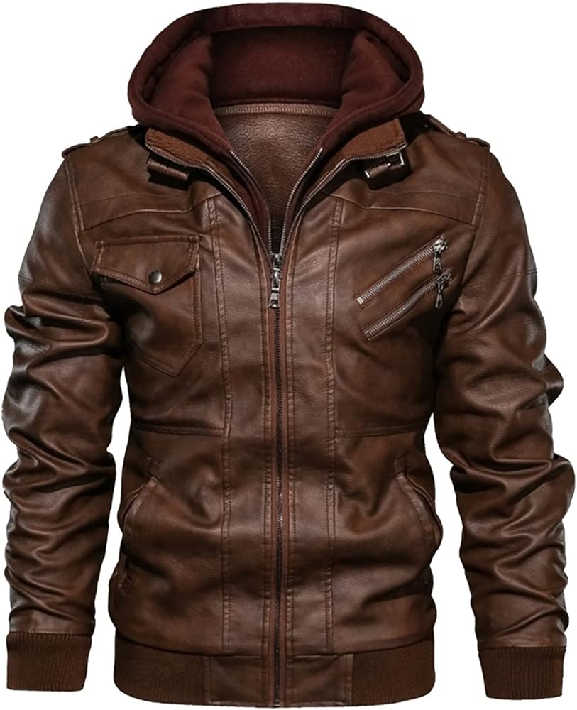 Amazon.com: Ymosrh Bomber Jacket Men Leather, Casual Motorcycle