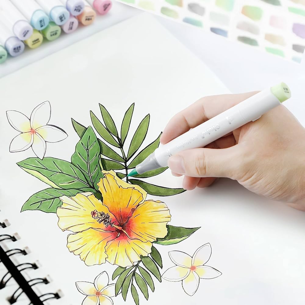 Amazon | Ohuhu マーカーペン 筆タイプ 96薄色 プロ愛用 パステル