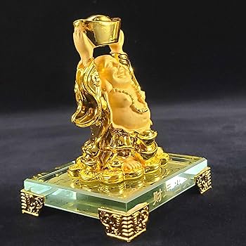 Amazon.co.jp: 布袋様 置物 金運 ハッピーブッダ 上元宝布袋(砂金色) 2