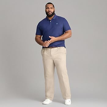 IZOD Men's Big-and-Tall American Chino Double-Pleated Pants, Khaki