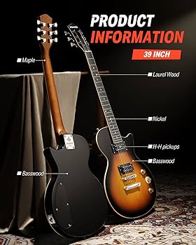 Amazon.com: Donner 39 Inch LP Electric Guitar Solid Body Beginner