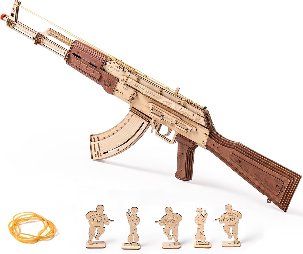 ROKR 3D Puzzles for Adults, Wooden 3D Puzzle Model AK47 Rubber