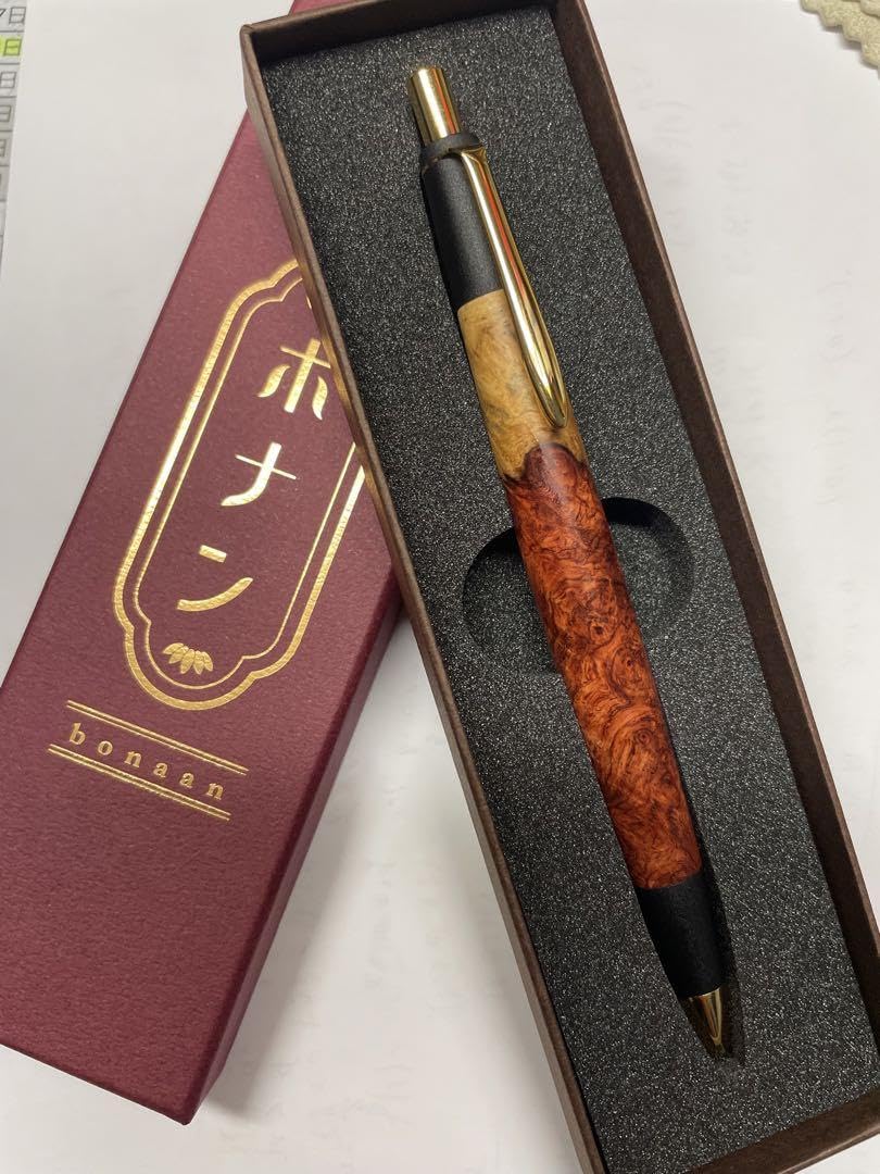 367ペン工房翌檜 特上 紅白 本花梨 瘤杢 木軸シャーペン ボールペン