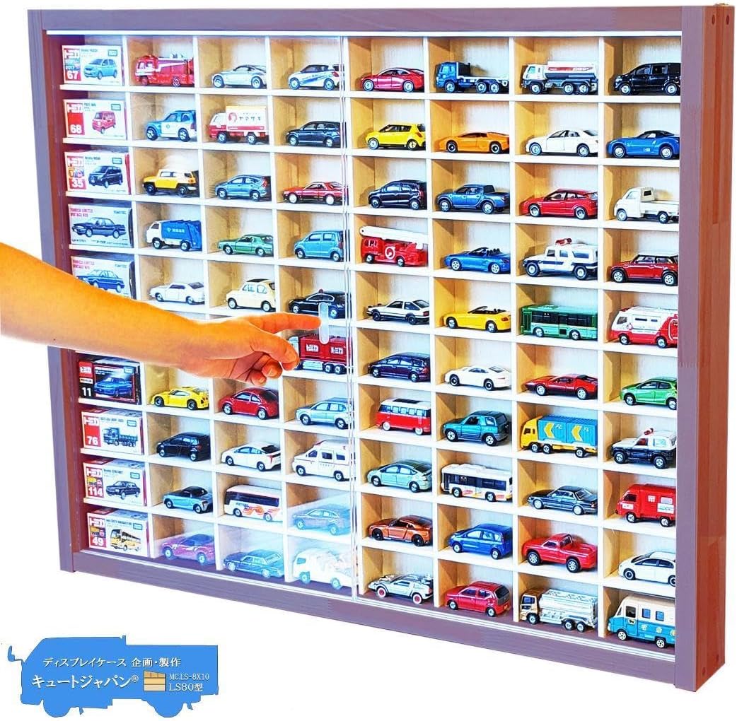 トミカケース アクリル障子付 160台収納 日本製 2024 マホガニ色塗装