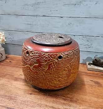Amazon.co.jp: 日本のアンティーク 行火炉 鳳凰装飾 あんか 猫火鉢
