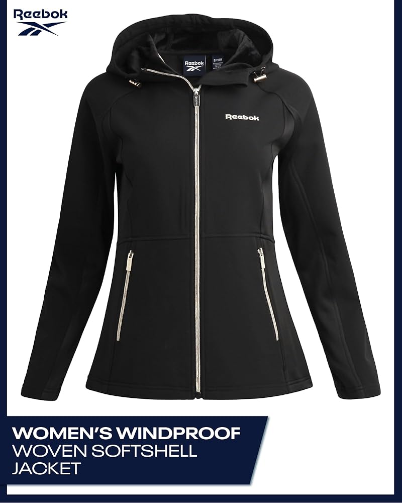 Reebok Womens Softshell Jacket - Super Soft Woven Wind Resistant