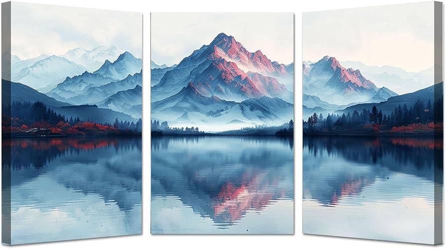 新品 ガラス 壁掛け アートパネル ポスター 3PCSセット 自然風景 絵画