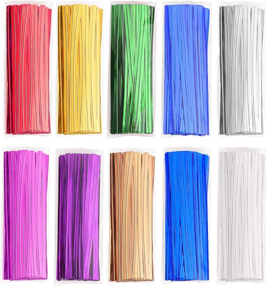 Amazon.co.jp: メタリックツイストタイ 1000個 10色 ツイストタイ 4