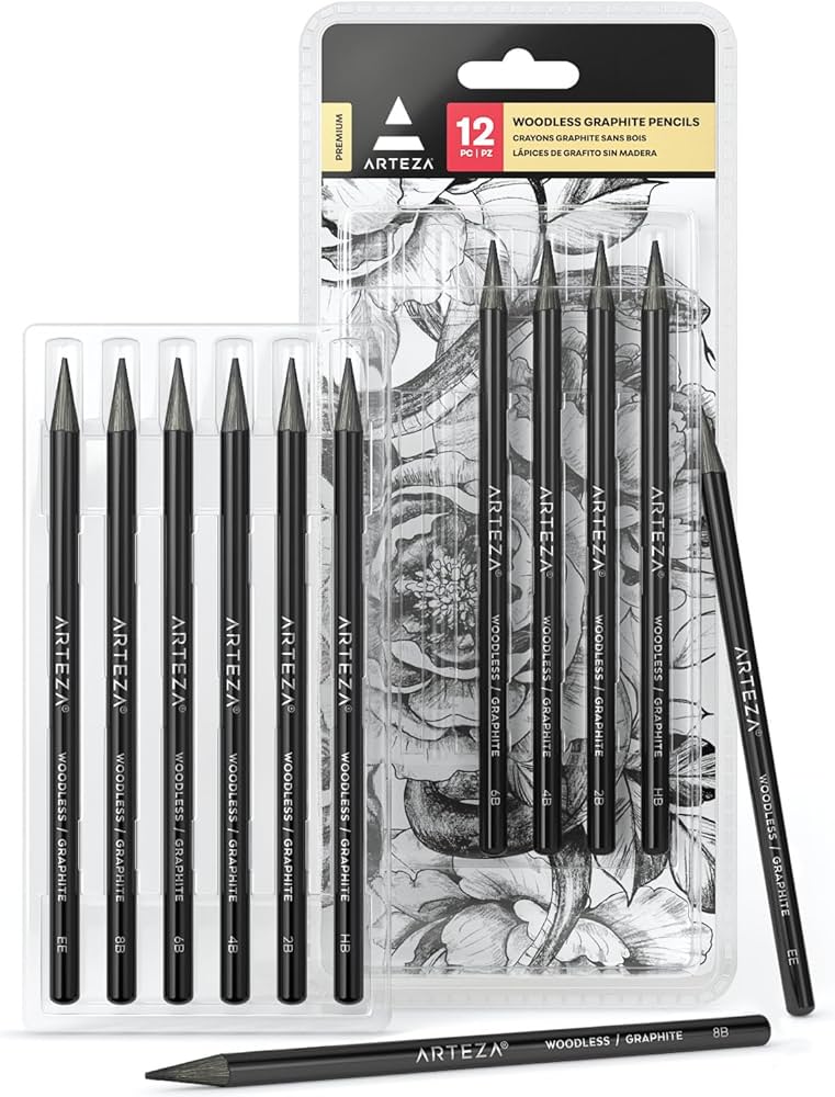 Amazon.com: ARTEZA Woodless Graphite Pencils, Set of 12, HB, 2B