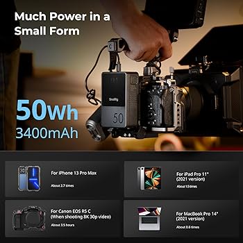 Amazon.com: SMALLRIG V Mount Battery VB50, 50Wh / 3400mAh V Mount