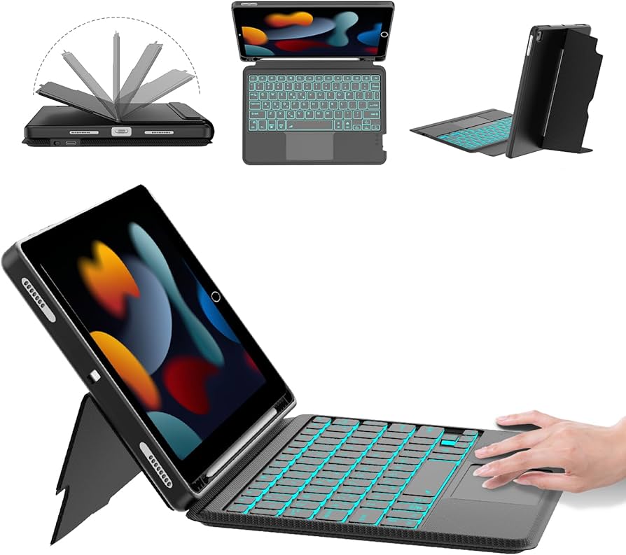 Amazon.co.jp: 【2025 iPad 第9/8/7世代 キーボード付きケース 縦向き