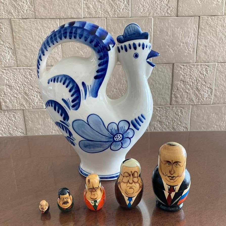 ロシアのグジェリ陶器 ニワトリのエッグスタンド | Anneli folkcraft