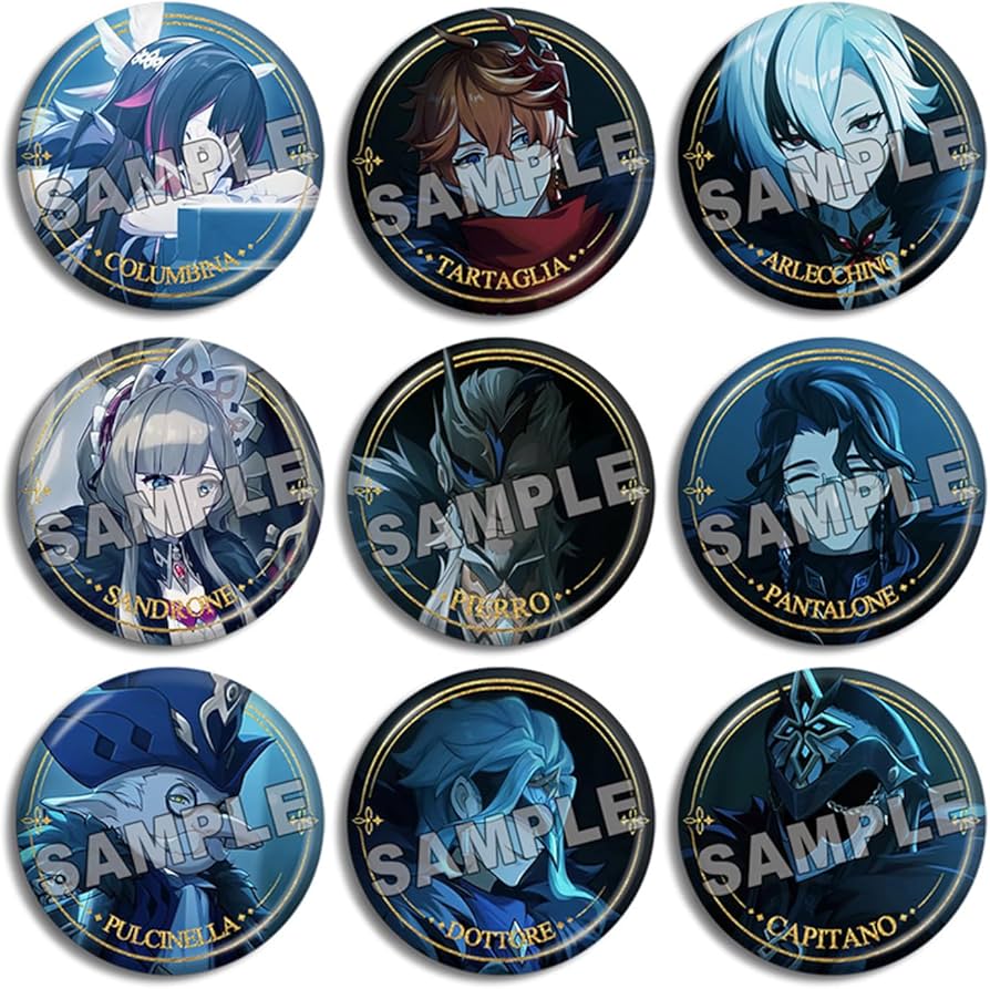 Amazon.co.jp: 原神 バッジ 召使 アルレッキーノ 少女 コロンビーナ