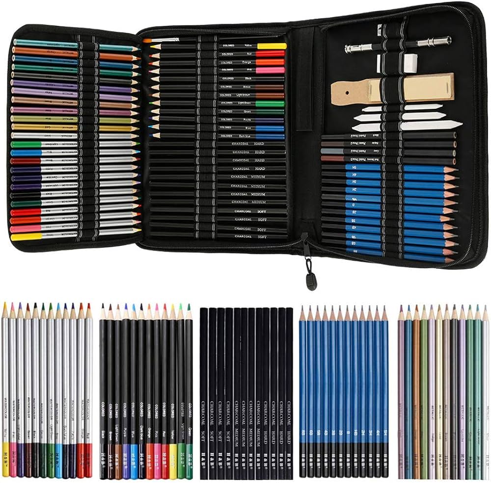 Amazon | 【72点セット】スケッチ鉛筆 デッサン 鉛筆ケース 紙ヤスリ