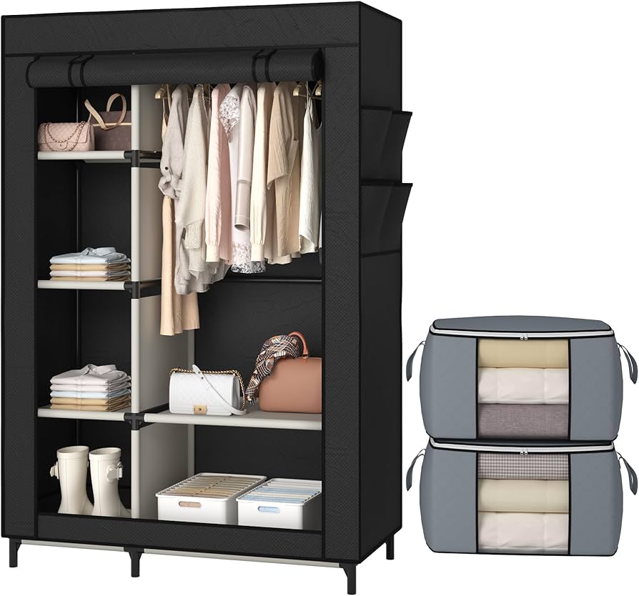 Amazon.com: Calmootey Portable Closet, Wardrobe with 6 Shelves and