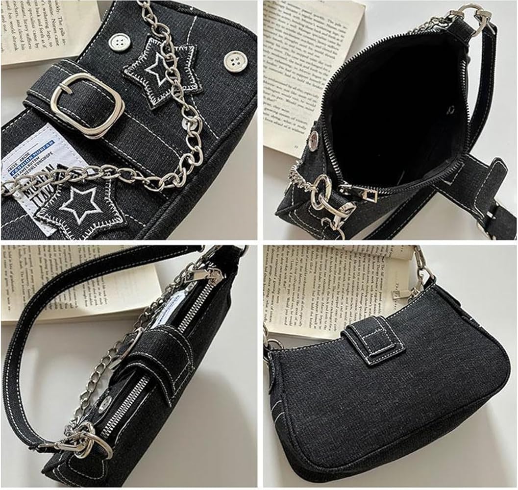 Amazon.co.jp: Y2K スターデニム 脇下バッグ ヴィンテージ ゴシック