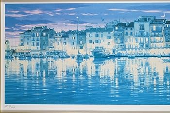 真作】笹倉鉄平サントロペ 36×90cm 額64×118cm Amazon.co.jp: 真