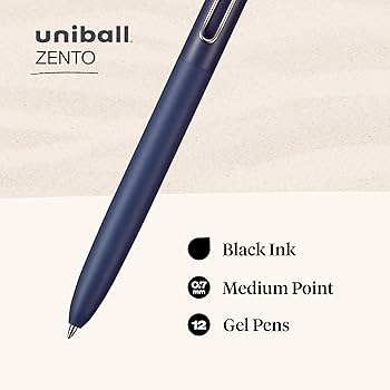 Amazon | uni-ball Zento ゲルインクローラーボールペン、4本の黒の