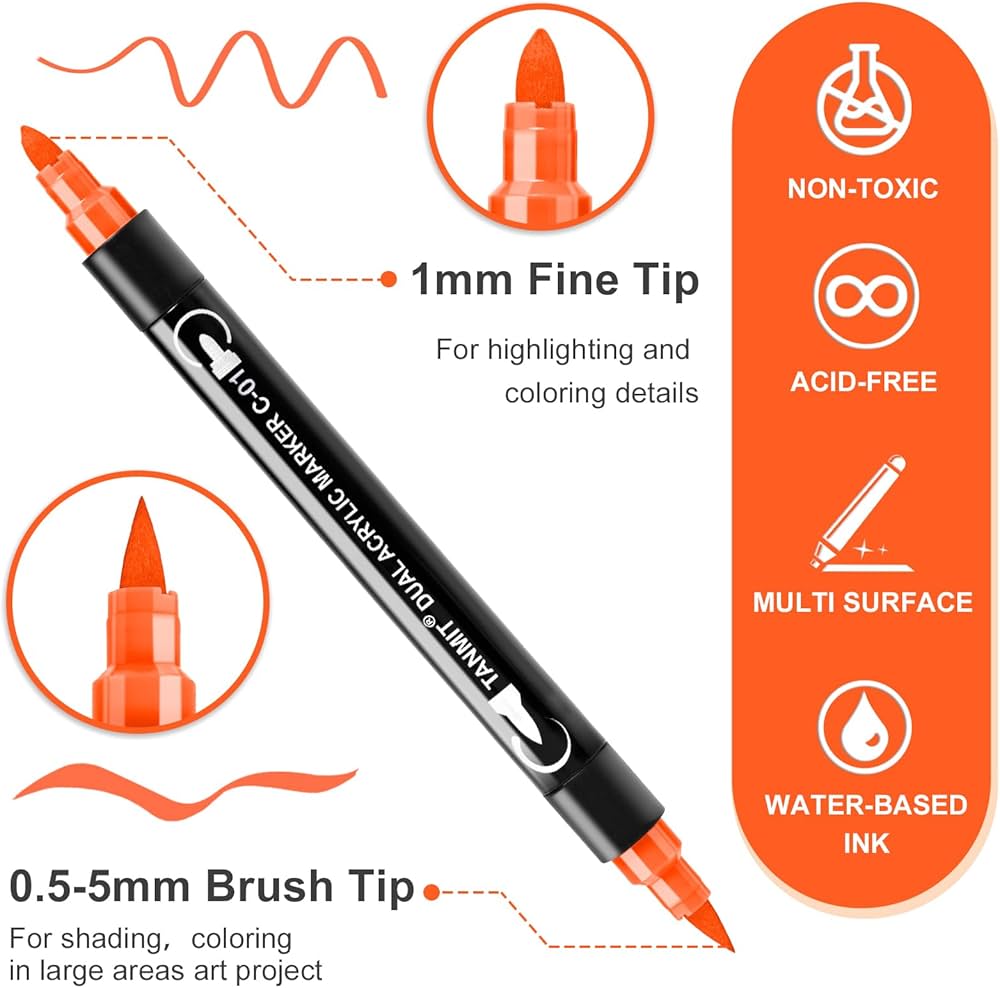 Amazon | 48色 アクリルペイントペン デュアルチップ アクリルペイント