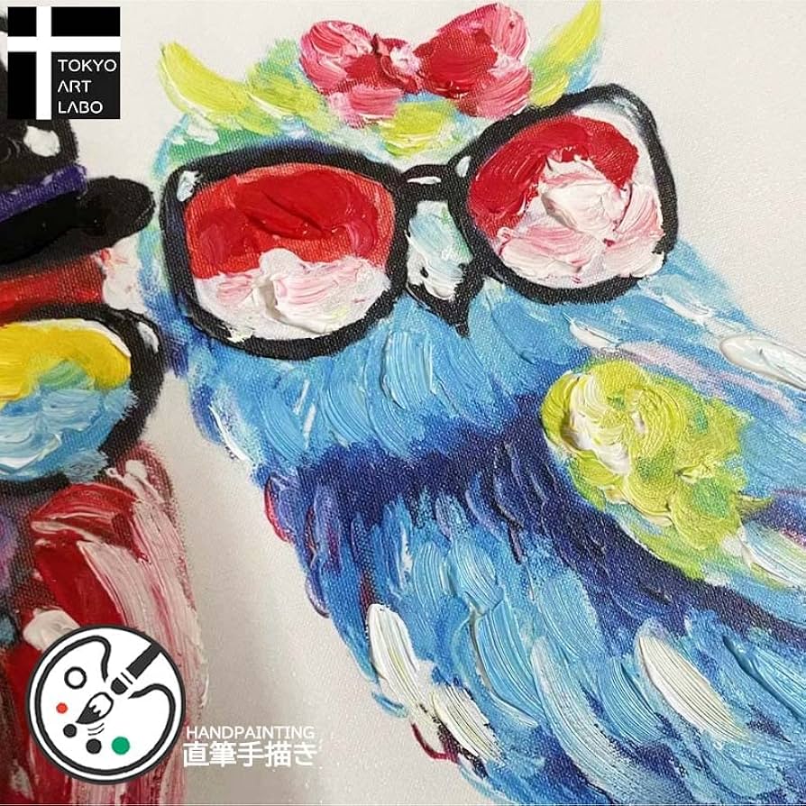 キャンバス油絵 シー 横顔もかわいい福を呼ぶふくろう おもしろ現代