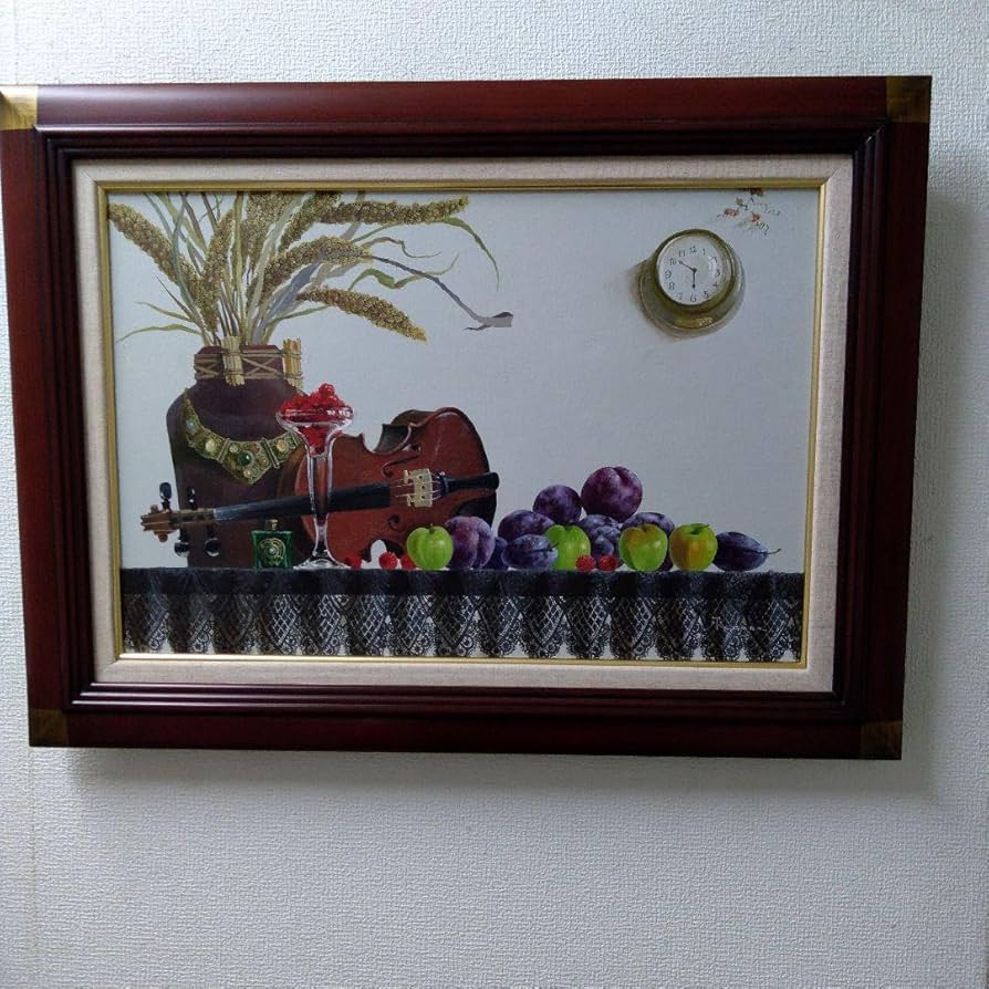 田浦 信勝 絵画 肉筆油絵 静物画 M12 バイオリン テーブルクロス 田浦