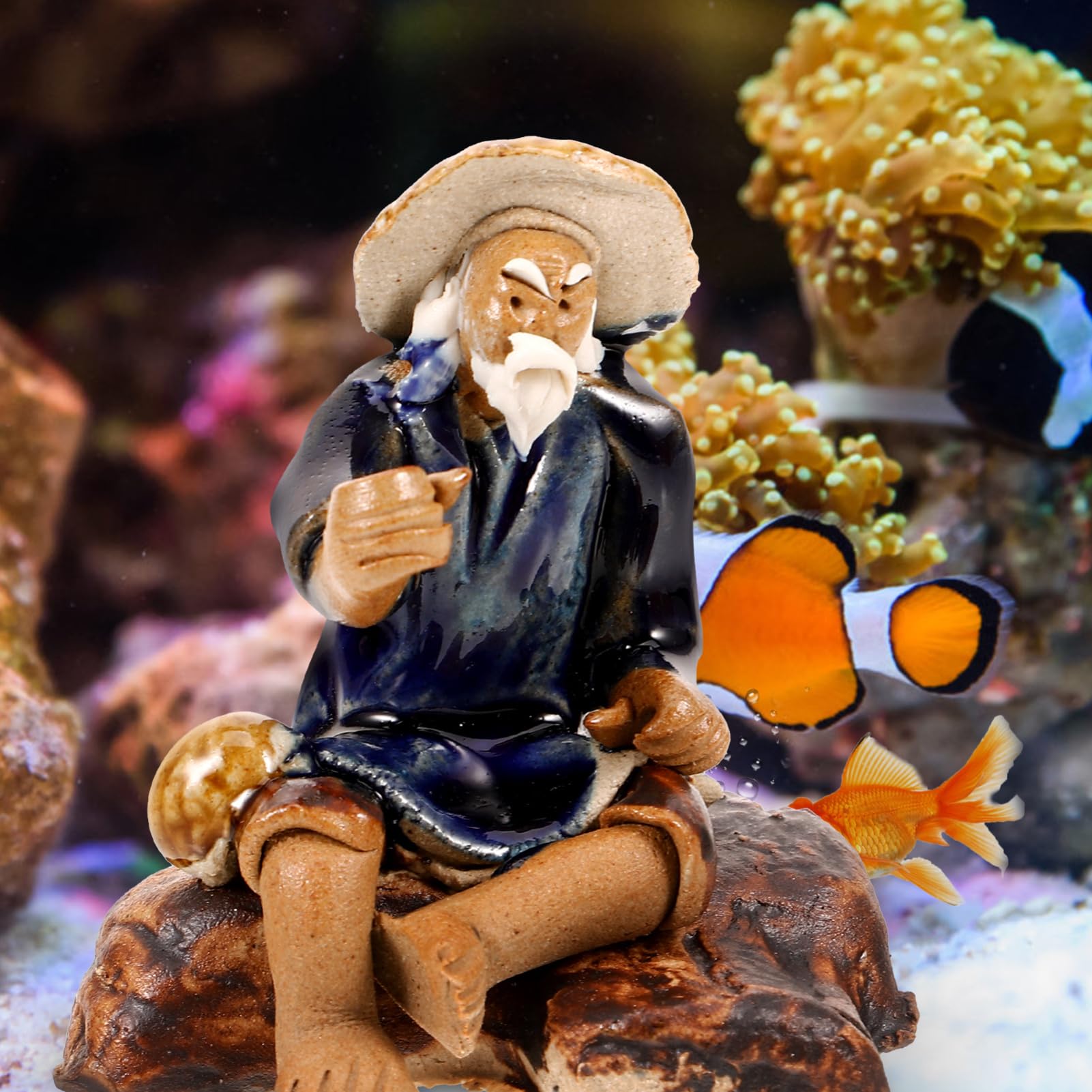 釣りをする老人の陶器像 釣りをする老人の陶器像 - メルカリ