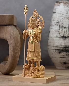 Amazon.co.jp: 極小仏 兜跋毘沙門天 11.5cm（木製：ツゲ 金泥仕上）＿