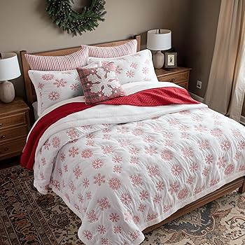 Amazon.com: Levtex Home Merry & Bright Collecion - Red Snowflake