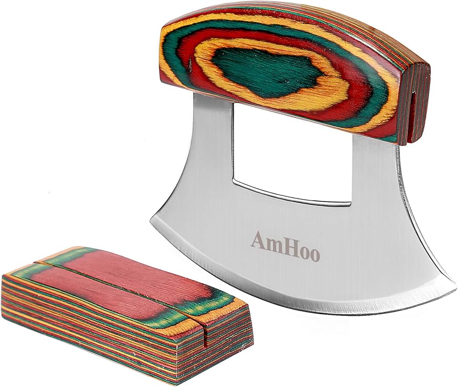 Amazon.com: Amhoo Pizza Cutter Chef Mezzaluna Ulu Knife Handle