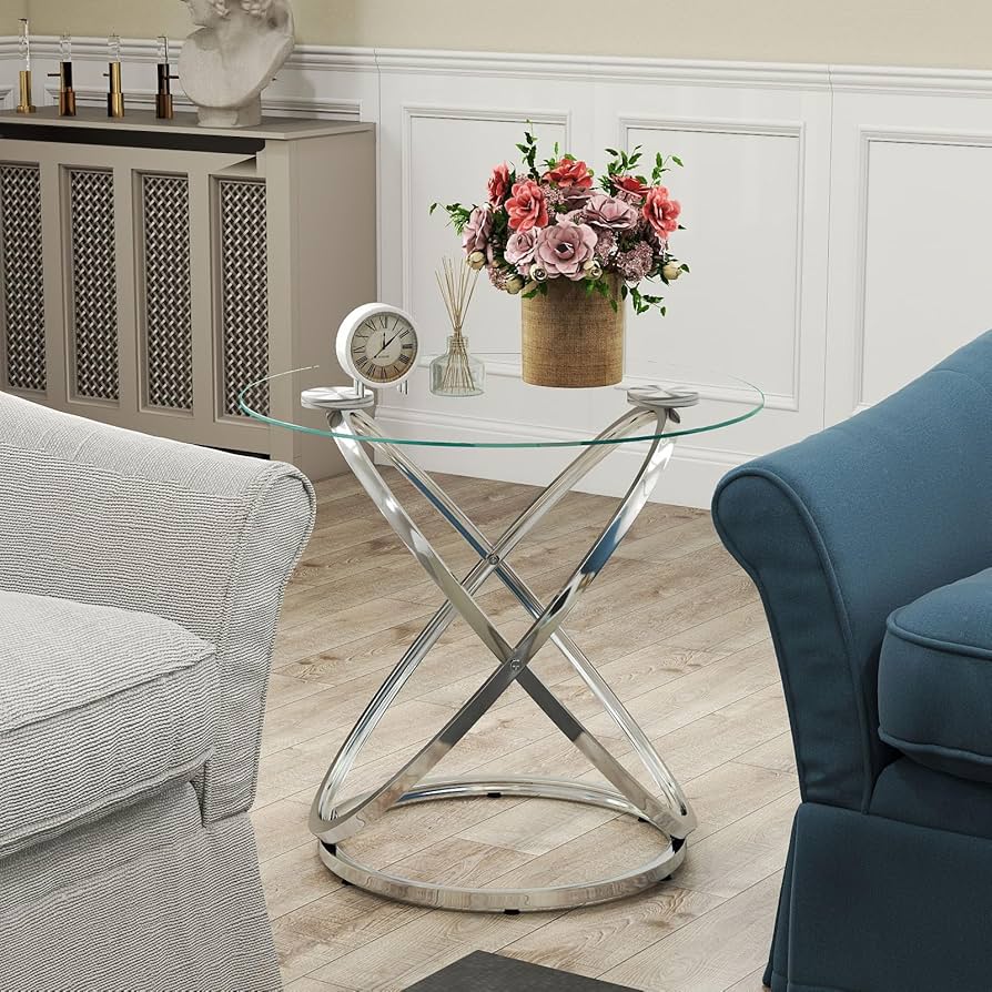 ラウンドテーブル/コーヒーテーブル/ガラス/3段/レトロポップ/スペース