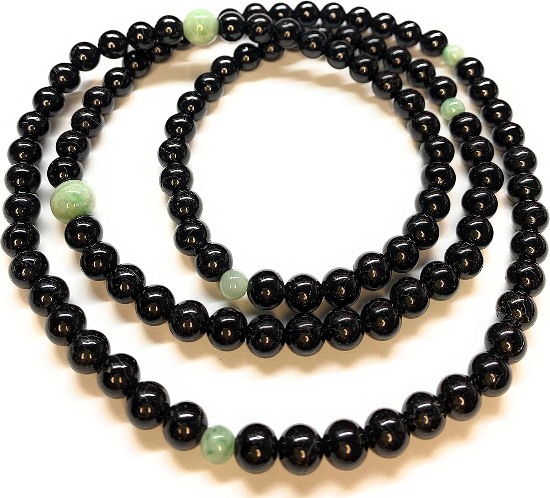 Amazon.co.jp: theory xyz 糸魚川翡翠 108実用念珠ネックレス ブラック