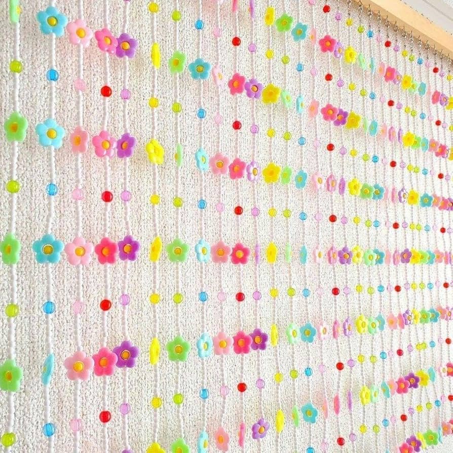ビーズのれん 珠暖簾 昭和レトロ ポップ ビーズ カラフル ガラス