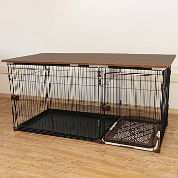 Amazon | 犬 ゲージ 小型犬 屋根付き トイレ別 木製 ペットケージ