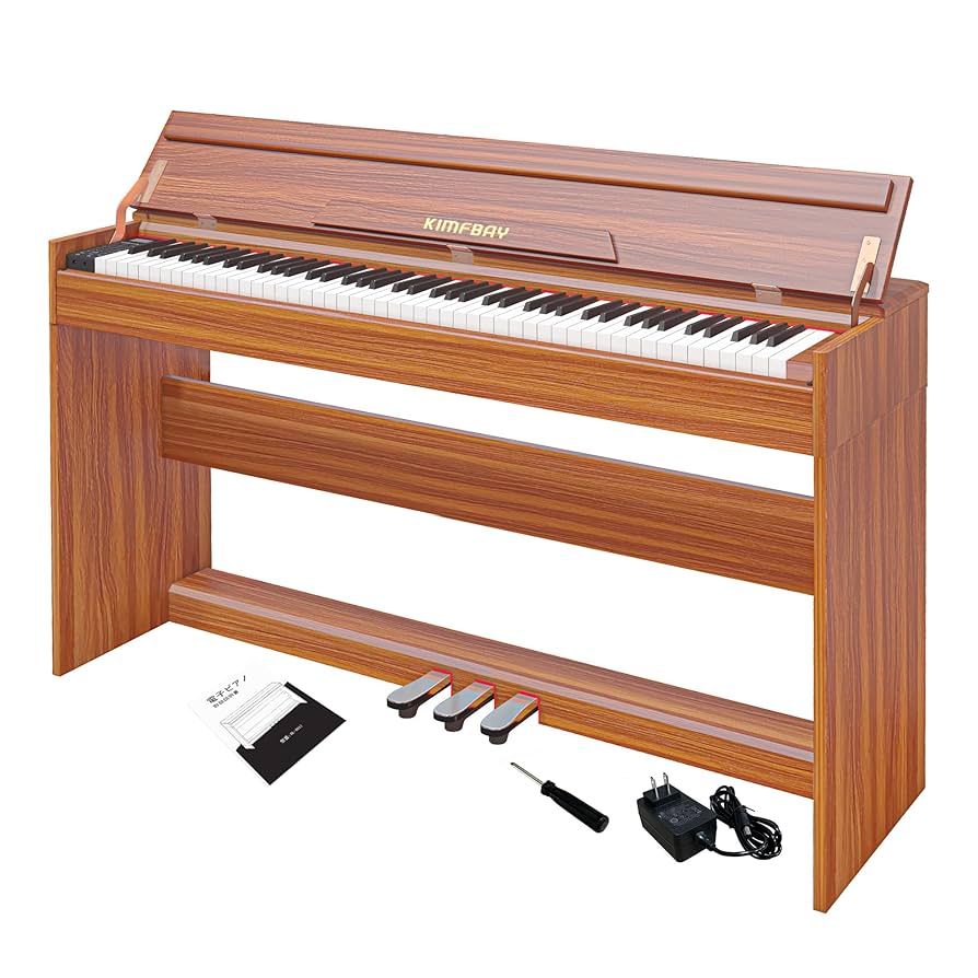 電子ピアノ 88鍵盤 木製 ピアノ オレンジ スタンド ペダル付き 【公式