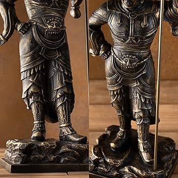 Amazon｜仏師銘版 毘沙門天立像 35cm 蝋型/青銅（ブロンズ）製 仏師
