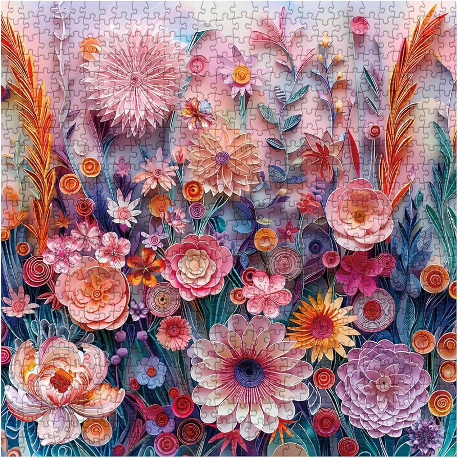 Amazon | カラフルなフラワーパズル 大人用 1000ピース ペーパーカット