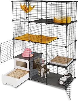 Amazon.co.jp: Topzoo 猫 ケージ トイレ付き 高さ143×幅107×奥行き45cm