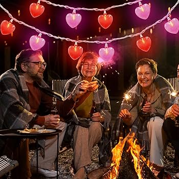 Couah 8.5Ft Red Pink Heart String Lights with 10 LED Red Pink 3D