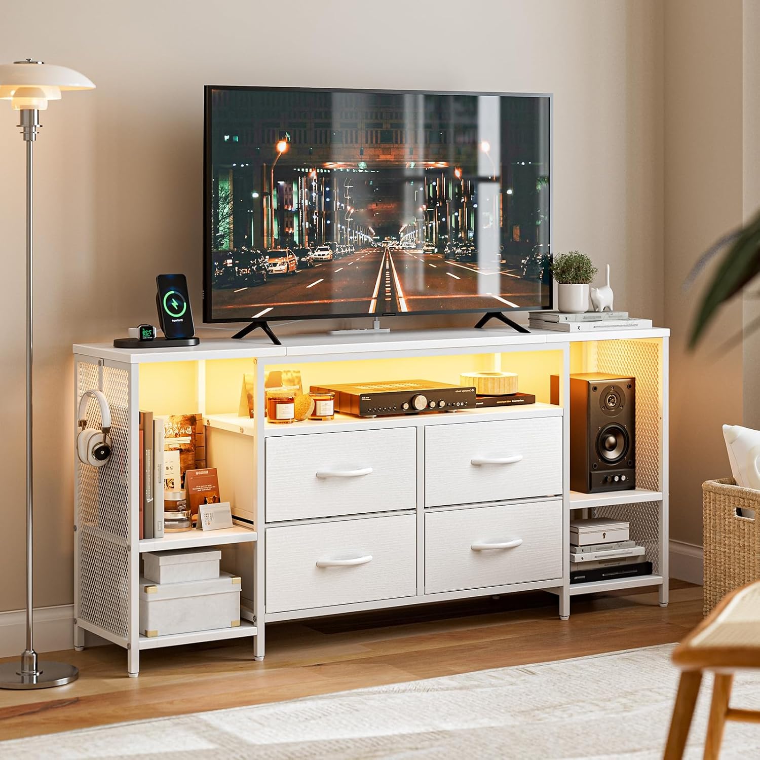 割引 テレビ台/テレビボード 【幅122cm】 木製 引き出し収納付き