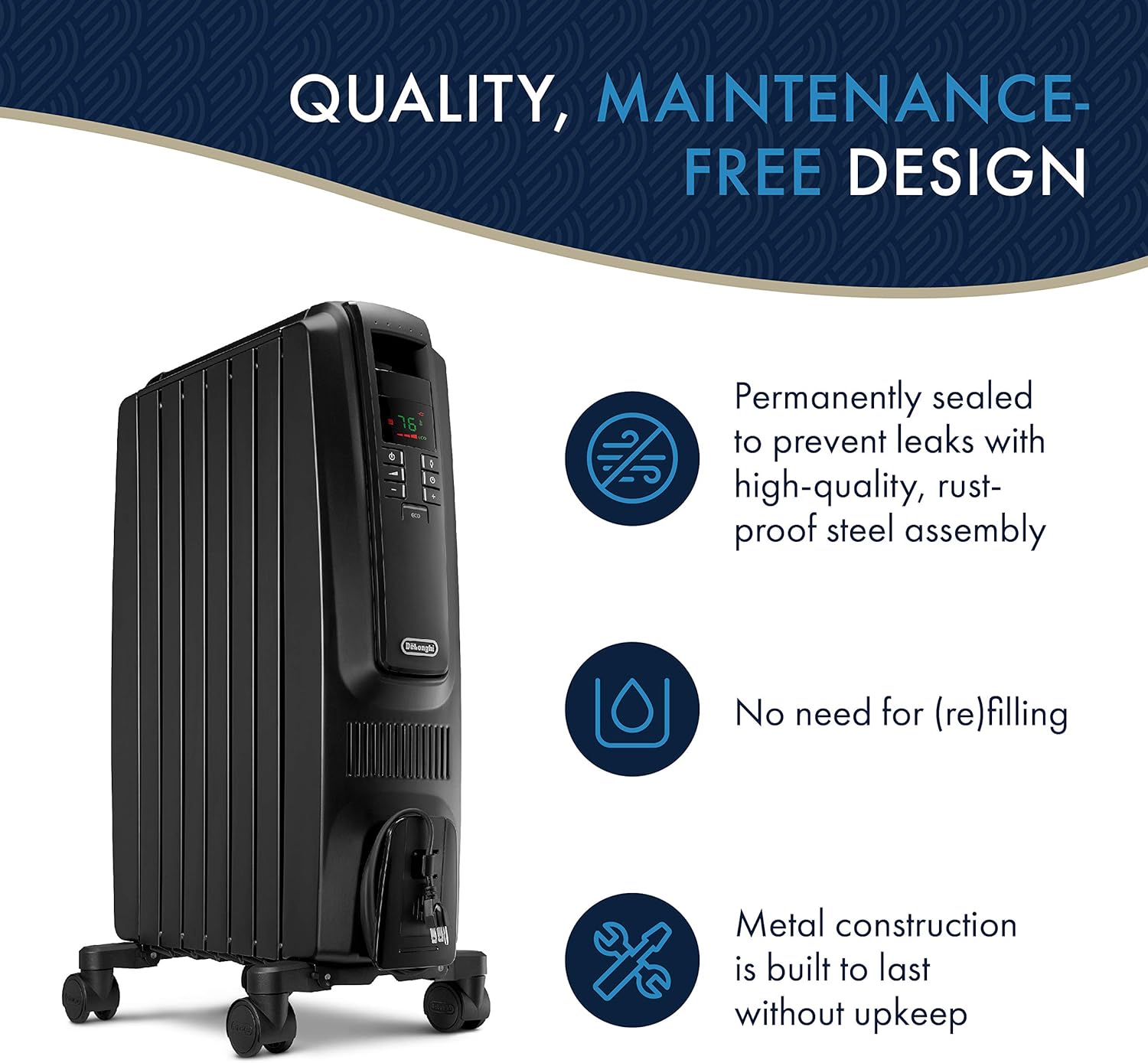 DeLonghi - Brandclub - De'Longhi Oil-Filled Radiator Space Heater
