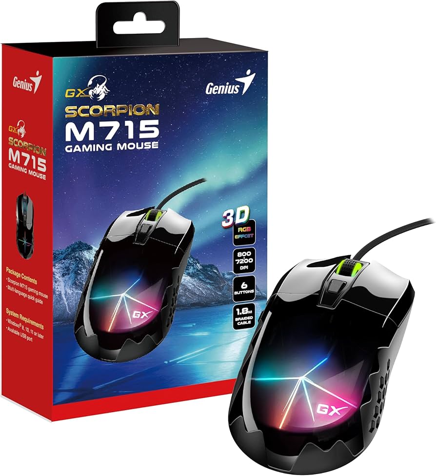 Amazon.com: Genius Scorpion M715 USB Gaming Mouse 7200 DPI 6