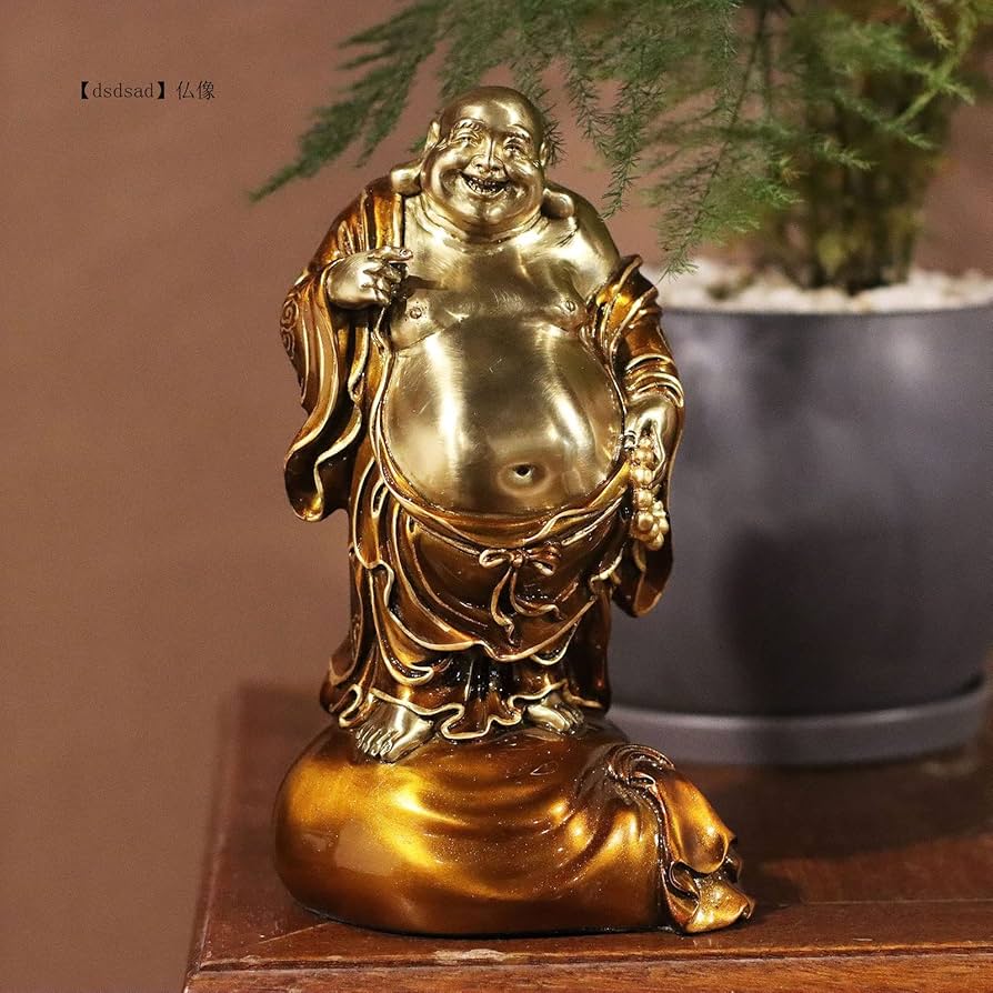 Amazon.co.jp: 布袋さんの置物 真鍮 銅製 布袋様 置物 金運 七福神の