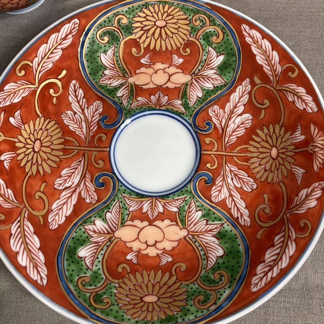 未使用 呉須赤絵輪花 菓子鉢 花鳥図 京 晴香在銘 茶道具 菓子器 未使用