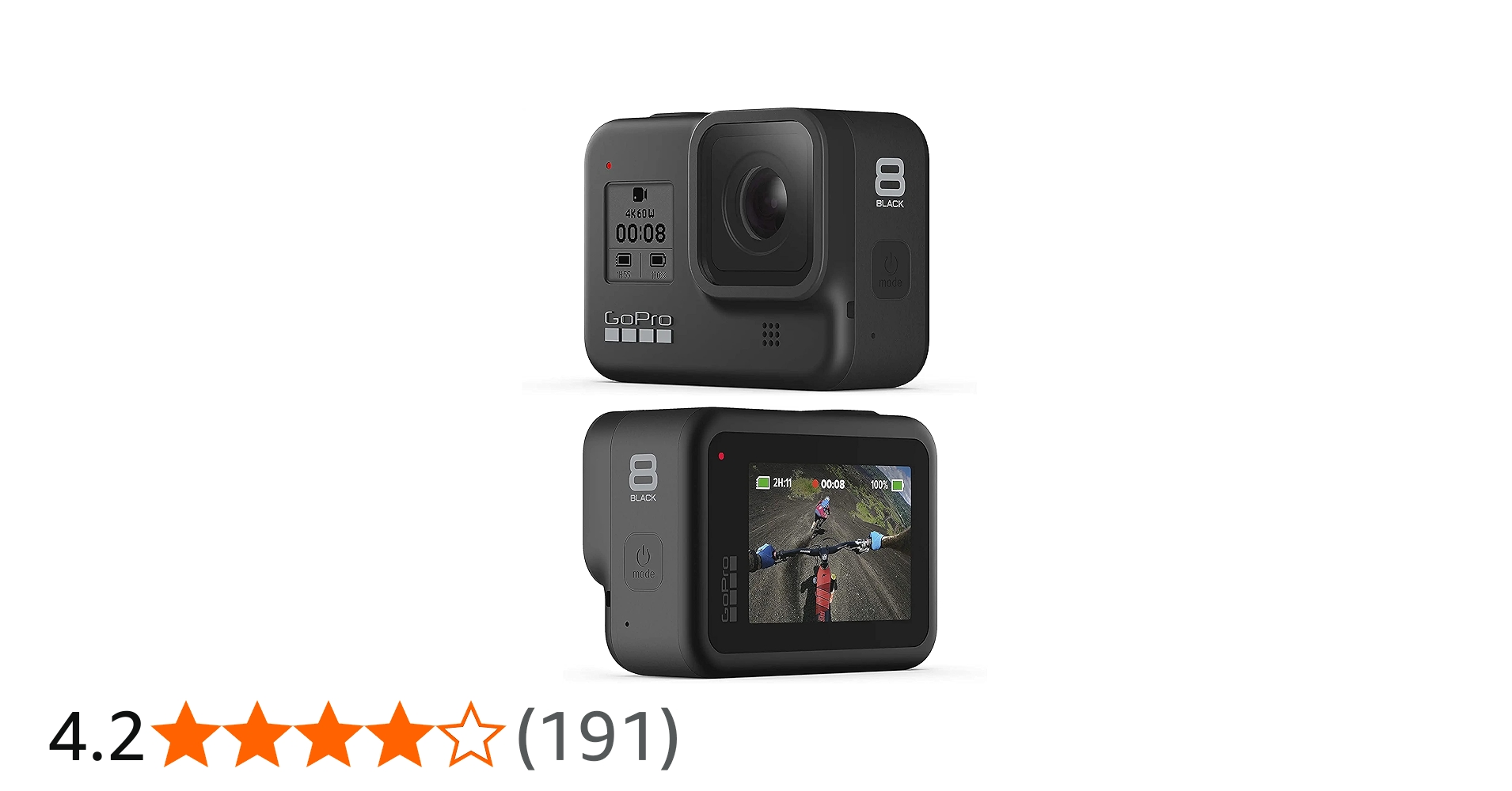 Gopro8 Black 64GBメモリー 充電バッテリー4個付き 手持ち付き Gopro8