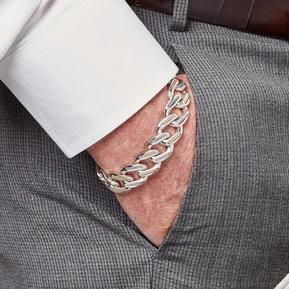 Amazon.com: Konstantino Men's Sterling Silver & 18 Gold Link