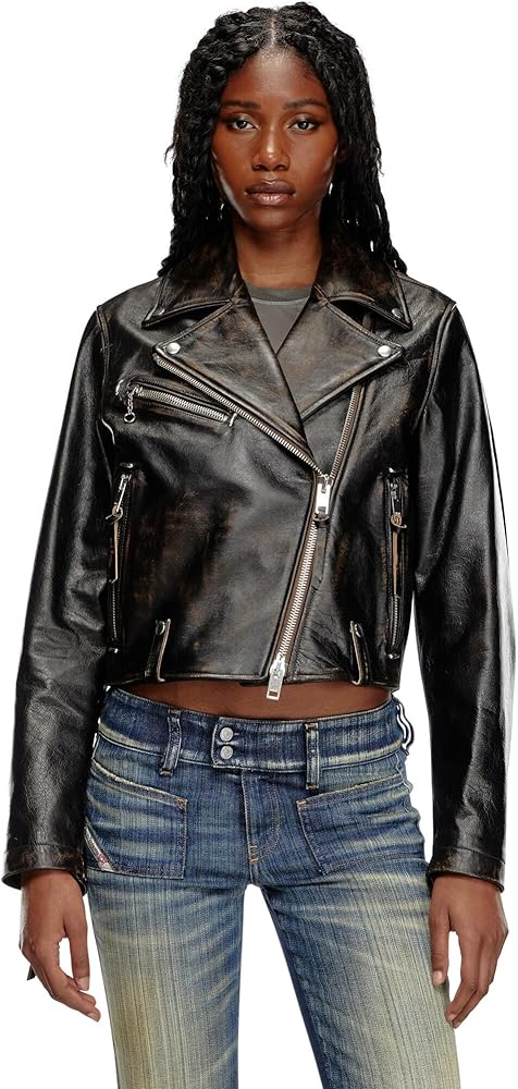 DIESEL】ライダース ジャケット 革ジャン レディース XS ブラック