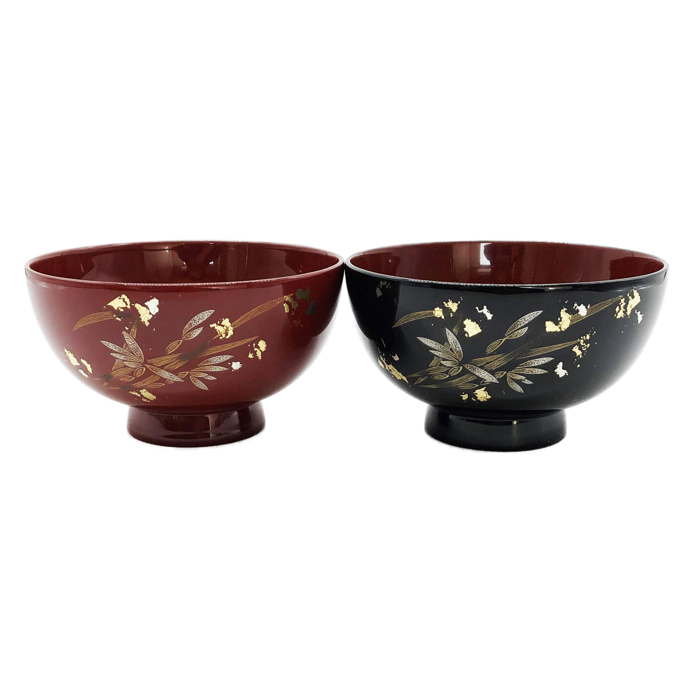 輪島塗〈大藤漆器店〉夫婦汁椀 黒内朱・朱 蘭沈金［髙島屋選定