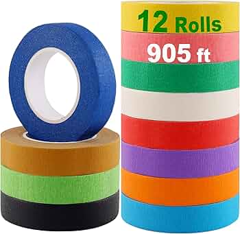 Amazon.co.jp: 色付きマスキングテープ レインボー アソートカラー