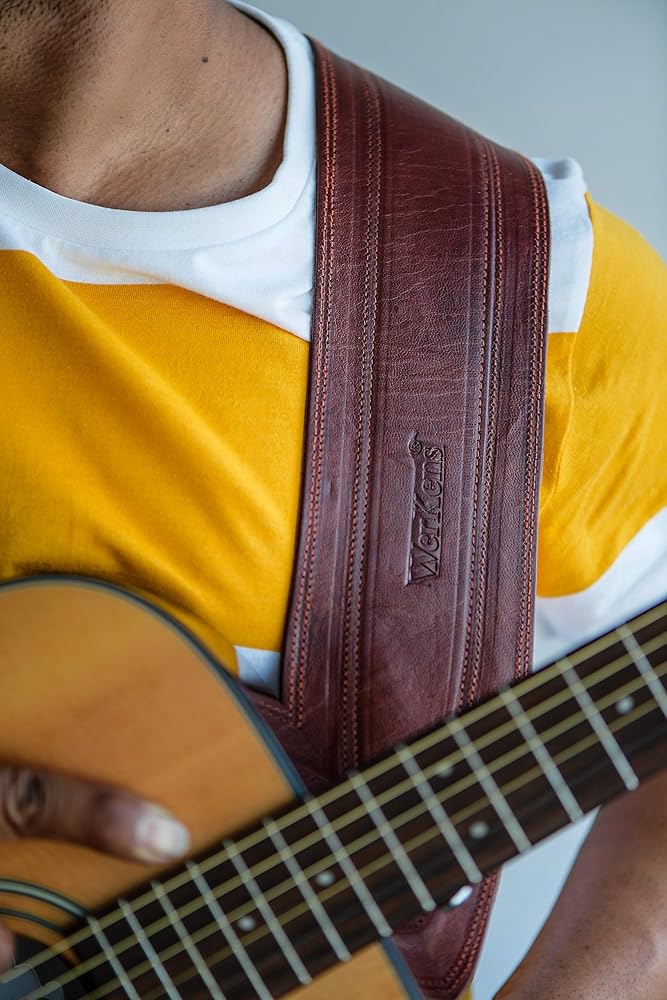 Amazon.co.jp: WerKens 本革パッド入りギターストラップ 幅4インチ