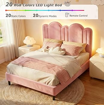 Amazon.com: EnHomee Twin Bed Frame with Headboard and LED Lights